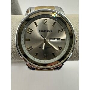 Armitron 20/5403tt Mens Date Watch 2 Tone Gold/Silver 41MM‎ 7.5" Working V